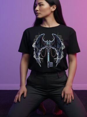 1 Shadow Lock PNG | Gothic Winged Key Digital Download Runes