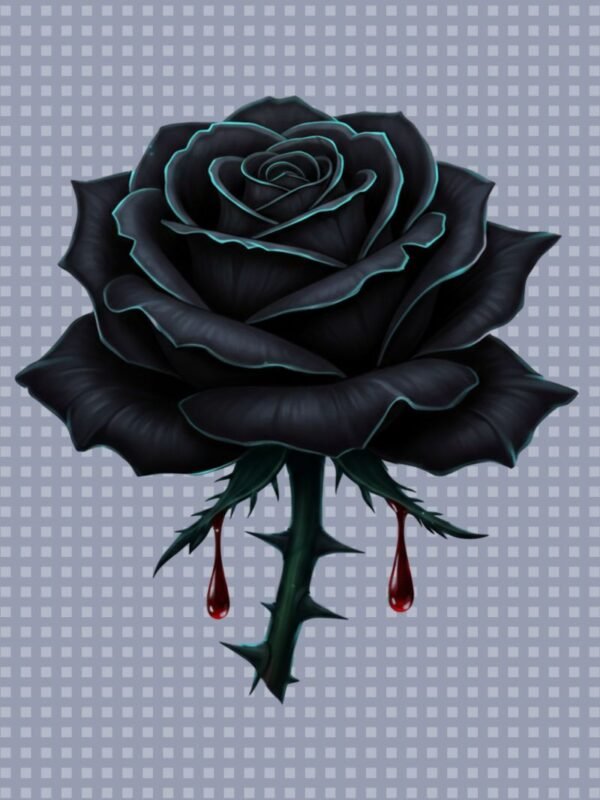 1 Bleeding Bloom PNG | Black Rose Gothic Art Digital Download