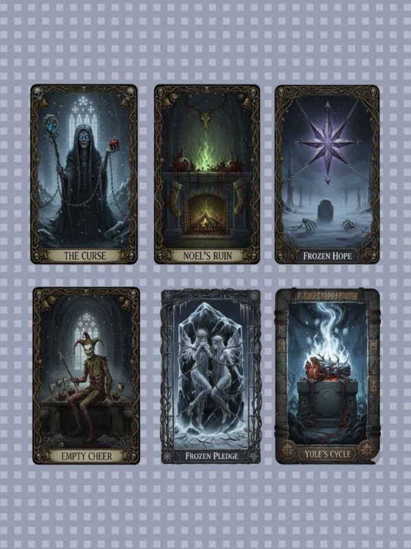 Gothic Winter Solstice Tarot Cards PNG | Dark Fantasy Christmas Oracle Bundle | Digital Download for T-Shirt DTF