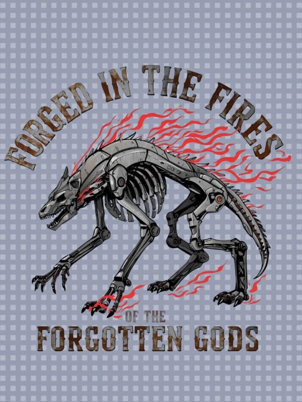 Forged in the Fires PNG | Forgotten Gods Art | Demon Hellhound Skeleton T-Shirt Design | Fiery Wolf Sublimation File | Dark Fantasy PNG
