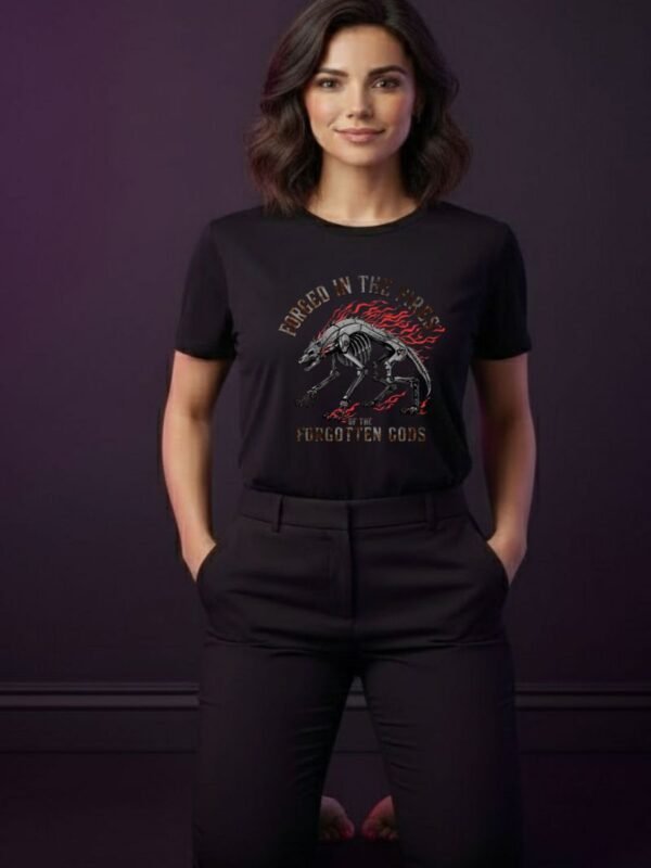 Forged in the Fires PNG | Forgotten Gods Art | Demon Hellhound Skeleton T-Shirt Design | Fiery Wolf Sublimation File | Dark Fantasy PNG