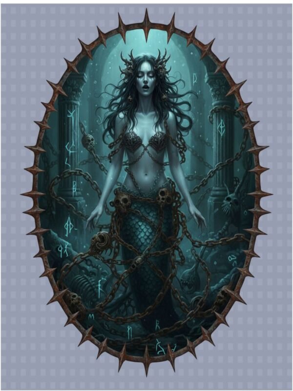 Chained Siren of the Catacombs Gothic Mermaid Art | Dark Fantasy Digital Download PNG