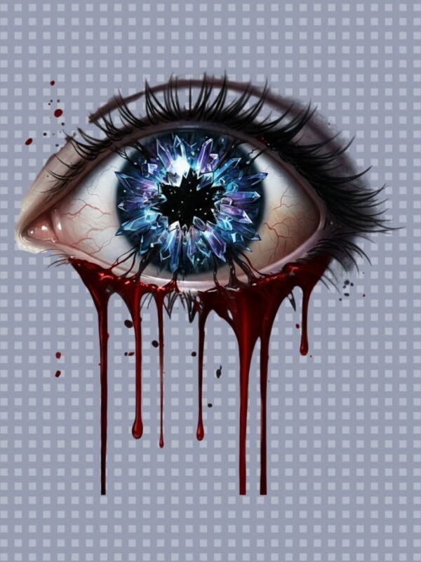 The Bleeding Eye PNG Digital Download | Shattered Crystal Eye Sublimation File | Gothic Horror Art 4600x5000 px