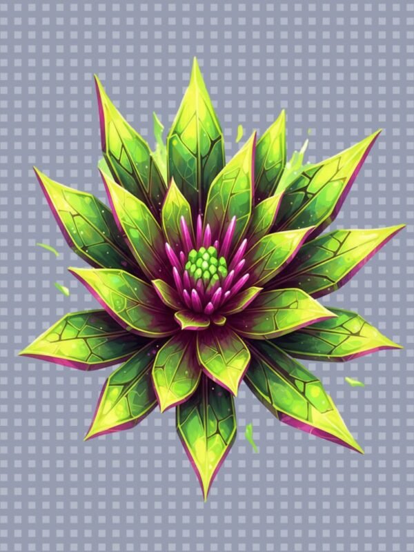 Toxic Bloom PNG | Radioactive Flower Sublimation Design | Neon Green & Magenta Gothic Crystal Art for Dark Tees