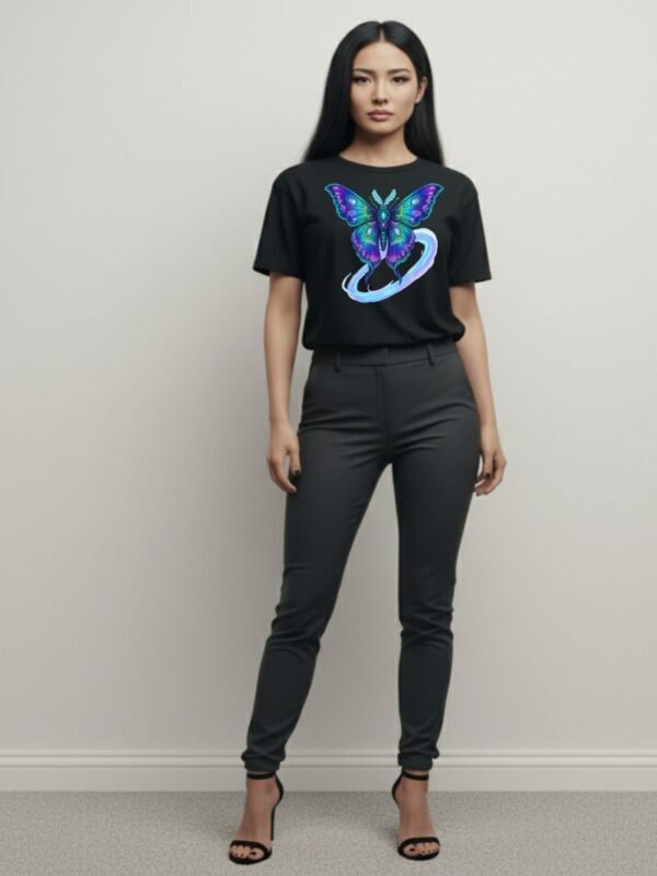 Glowing Spirit Moth PNG | Dark Fantasy Sublimation File for T-Shirts & Merch | Electric Blue & Purple Gothic Art