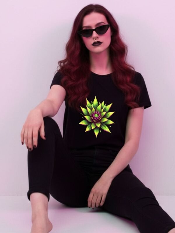 Toxic Bloom PNG | Radioactive Flower Sublimation Design | Neon Green & Magenta Gothic Crystal Art for Dark Tees