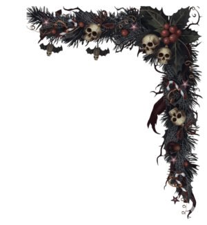 Gothic Christmas Garland PNG Border | Dark Fantasy Corner Frame Overlay | Spooky Winter Skull Sublimation File | Commercial Use DTF
