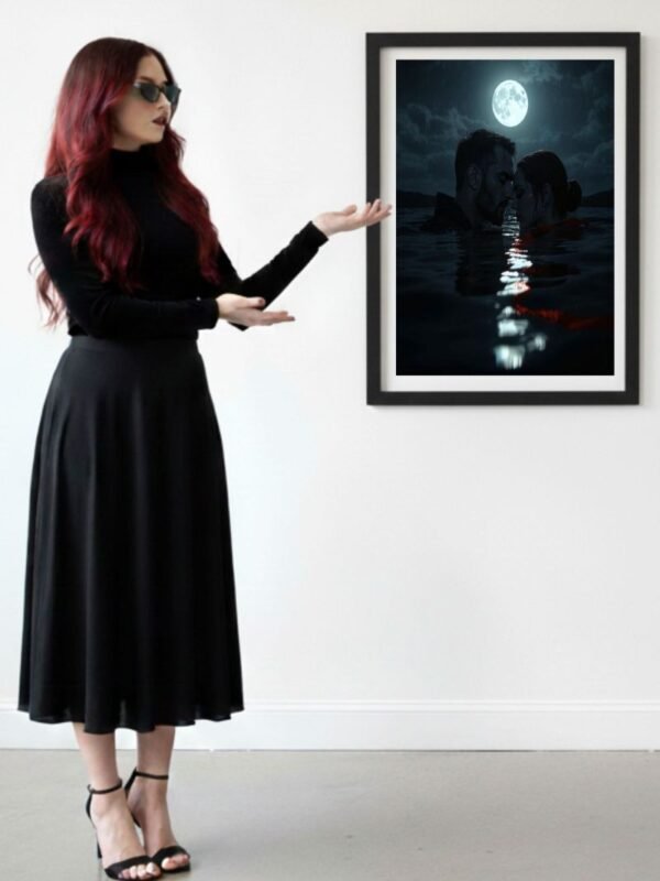 1 Dark Water Embrace | Gothic Romance Wall Art Print | Full Moon Night Love