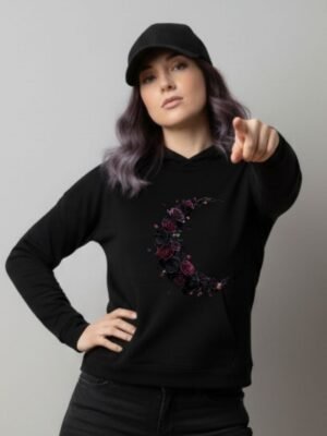 gothic png, dark romance, rose moon, crescent moon, black rose, red rose, floral sublimation, t-shirt design, velvet moon, romantic gothic, transparent png, high contrast, moon art