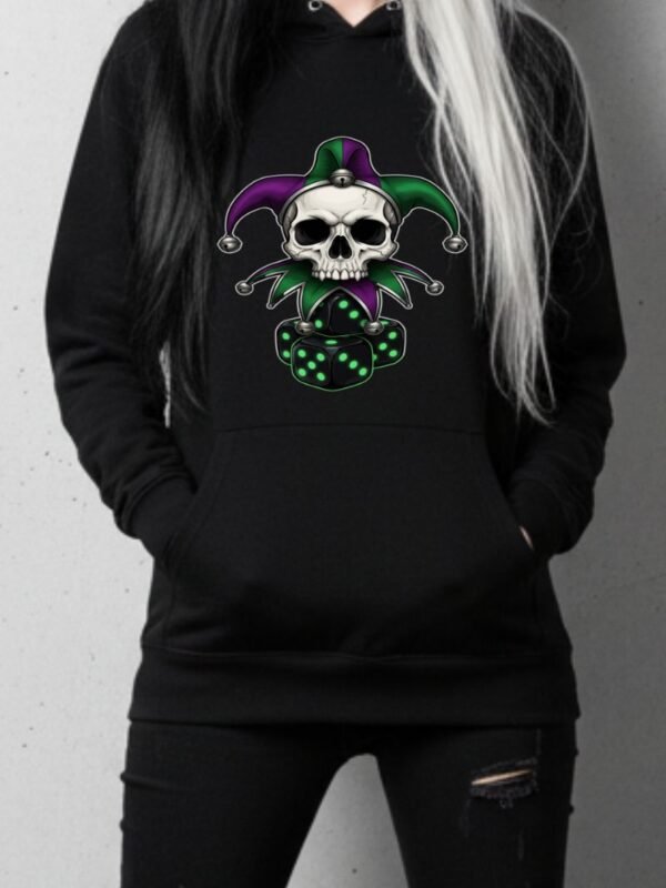 1 Cursed Jester Skull PNG | Dark Mardi Gras Dice | Gothic Clown Macabre Clipart | Gaming Spooky Digital Download