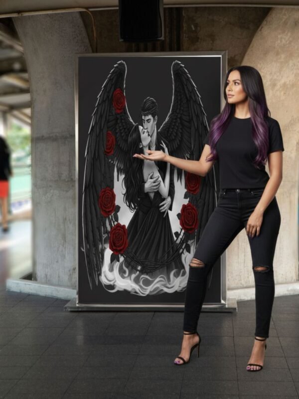 1 Possessive Embrace Dark Romance Wall Art | High-Contrast Gothic PNG | Printable Poster Set (5 Ratios) | Instant Download for Canvas & Frame