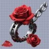 2 Chains of Devotion – Gothic Dark Romance PNG | Broken Shackle with Rose Petals