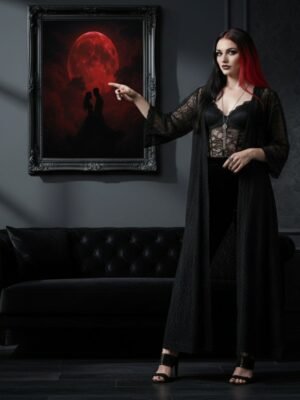 Lovers In The Blood Moon Wall Art | Gothic Romance | Red Moon Print |