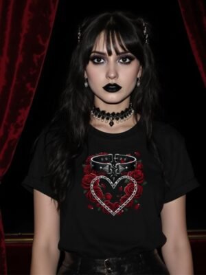 Shattered Vow PNG | Gothic Collar Clip Art | Broken Chain Heart | Dark Romance Rose Emblem | High Contrast Sublimation Design