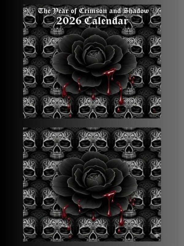 2026 Calendar PDF | Gothic Dark Romance Calendar| 11x8.5 Printable Vampire Art File